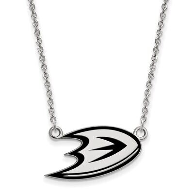Anaheim Ducks Small Enamel Pendant with Chain Necklace Sterling Silver SS030MDU-18, MPN: SS030MDU-1…