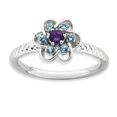Amethyst &amp; Blue Topaz Stackable Ring - Sterling Silver QSK858, MPN: QSK858, 886774227009