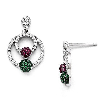 Multi Cubic Zirconia Polished Circle Post Earrings Sterling Silver QMP1011, MPN: QMP1011, 191101470…