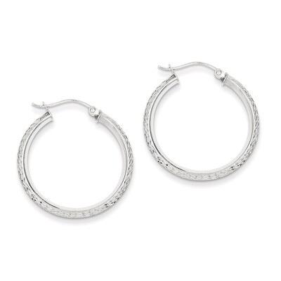 Knife Edge Diamond-cut 2.5x25mm Hoop Earrings 14k White Gold TC825, MPN: TC825, 886774731407