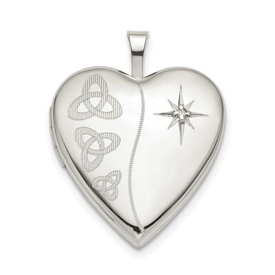 20mm Diamond Trinity Heart Locket Sterling Silver QLS803, MPN: QLS803, 883957959856