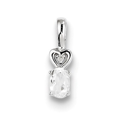 White Topaz &amp; Diamond April Pendant Sterling Silver QBPD23APR, MPN: QBPD23APR, 883957495439