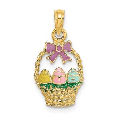 Easter Basket with Bow Eggs Charm 14k Gold Enamel K6739, MPN: K6739, 637218119325