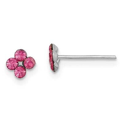Pink Crystal Post Earrings Sterling Silver Rhodium-plated QGK178 by Madi K, MPN: QGK178, 8839579356…