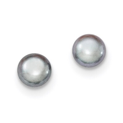 6-7mm Grey Freshwater Cultured Button Pearl Stud Earrings Sterling Silver QE12677, MPN: QE12677, 19…