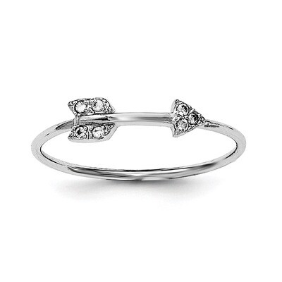 CZ Diamond Arrow Ring Sterling Silver Rhodium-plated Polished QR6198, MPN: QR6198, 191101271601