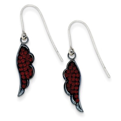 Sterling Silver Black Ceramic Swarovski Elements Wing Earrings QE9630