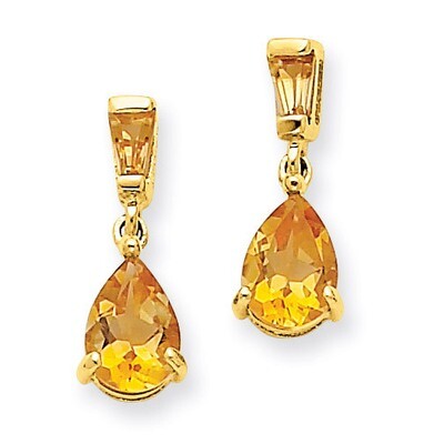 Citrine Dangle Post Earrings 14k Gold XE1698CI, MPN: XE1698CI, 883957375335