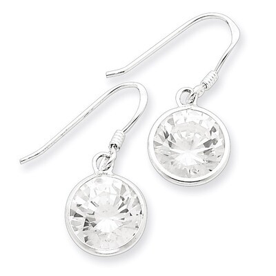 Round Clear Diamond Earrings Sterling Silver QE4999, MPN: QE4999, 723252577648