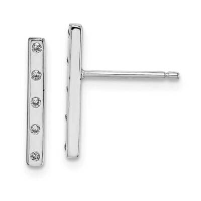 Bar Post Earrings Sterling Silver Rhodium Plated CZ Diamond QE14854, MPN: QE14854, 883957983332