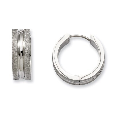 Polished &amp; Laser Cut Hinged Hoop Earrings - Stainless Steel SRE552 by Chisel, MPN: SRE552, 88677419…