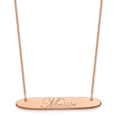 Polished Oblong Edwardian Script Bar Necklace 14k Rose Gold Medium XNA1221R, MPN: XNA1221R,