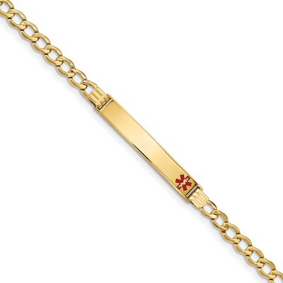 7 Inch Medical Red Enamel Curb Link 6.75mm Id Bracelet 14k Gold XM564FR-7, MPN: XM564FR-7, 19110143…