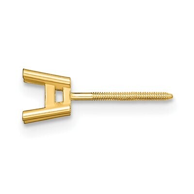 Princess 4-Prong Threaded Back .05ct. Post Earring Mounting 14k Yellow Gold YG365, MPN: YG365,
