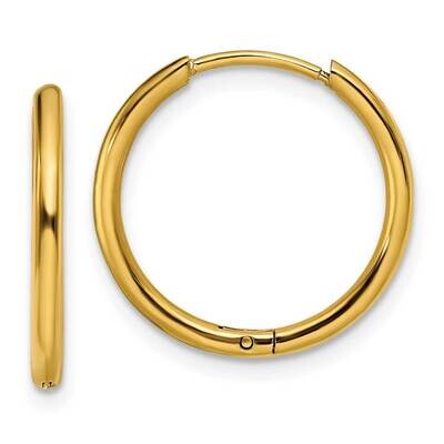 Yellow Ip-Plated 1.6mm Hinged Hoop Earrings Stainless Steel Polished SRE1459, MPN: SRE1459, 1911018…