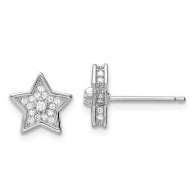 Rhodium-Plated CZ Diamond Star Post Earrings Sterling Silver Polished QE16477, MPN: QE16477, 196904…