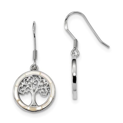 White Mother of Pearl Tree of Life Earrings Sterling Silver Rhodium-plated QE13560, MPN: QE13560, 1…