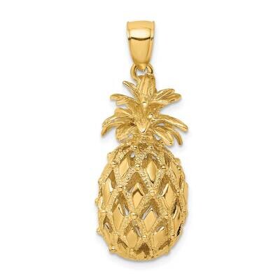 Polished Pineapple Charm 14k Gold 3-D Textured K7266, MPN: K7266, 637218079094