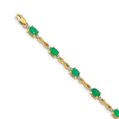 Emerald Bracelet 14k Gold Diamond BM4488-EM-025-YA, MPN: BM4488-EM-025-YA, 883957494623