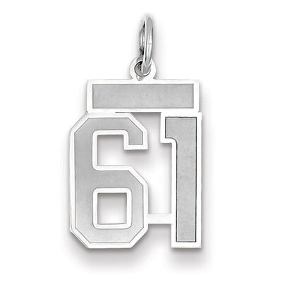 Number 61 Charm Small Satin 14k white Gold WSS61, MPN: WSS61, 883957072029