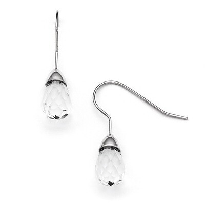 Polished Glass Shepherd Hook Earrings - Stainless Steel SRE881 by Chisel, MPN: SRE881, 191101383663