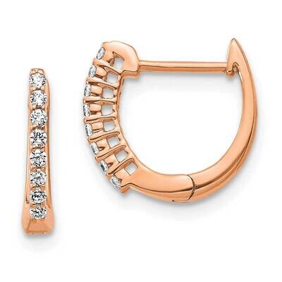 Diamond Hinged Hoop Earrings 14k Rose Gold Polished EM5407-016-RA, MPN: EM5407-016-RA, 191101417252