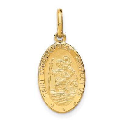 Leslie&#39;s Satin Oval St. Christopher Pendant 14k Gold Polished HB-LF1347, MPN: LF1347, 196904158098