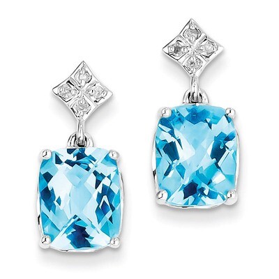 Blue Topaz and Diamond Earrings Sterling Silver QE9870BT, MPN: QE9870BT, 883957434827