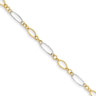 Oval Shapes Bracelet 7.25 Inch 14k Two-Tone Gold FB1315-7.25, MPN: FB1315-7.25, 883957430829