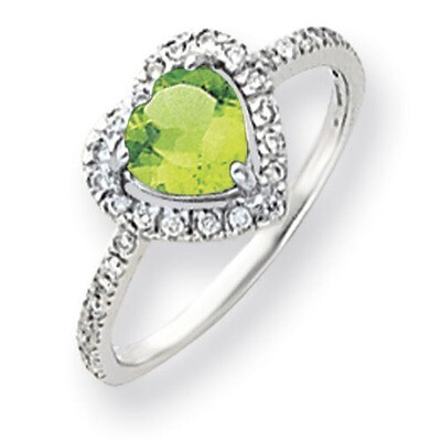 6mm Heart Peridot Diamond Ring 14k white Gold Y4438PE/A, MPN: Y4438PE/A, 883957351858