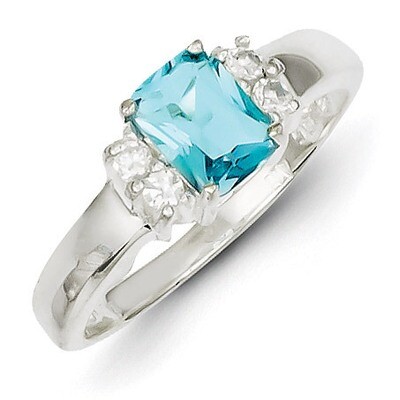 Light Blue &amp; White Diamond Ring Sterling Silver QR4412, MPN: QR4412, 883957547855