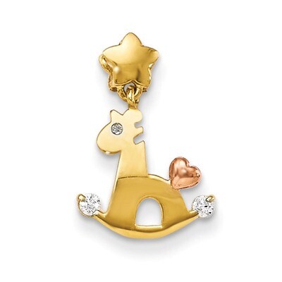 CZ Children&#39;S Rocky Horse Pendant 14k Yellow and Rose Gold YC1161, MPN: YC1161, 191101460661