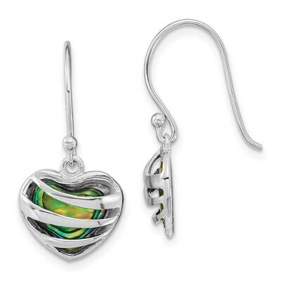 Abalone Heart Shephard Hook Earrings Sterling Silver Rhodium-Plated QE16441, MPN: QE16441, 19690416…