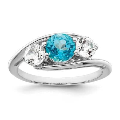 Survivor Collection Clear &amp; Blue Swarovski Topaz Sue Ring Sterling Silver SV209SSB-6, MPN: SV209SSB,