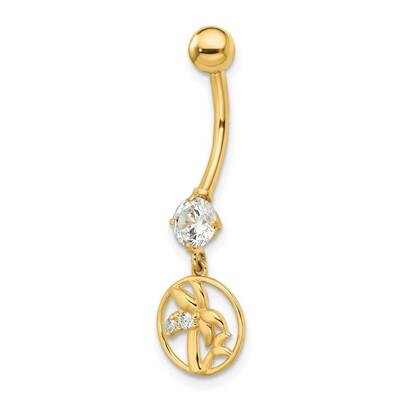 Palm Trees Belly Ring 14k Gold CZ Diamond BD215, MPN: BD215, 883957811697