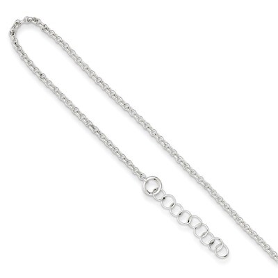 9 Inch Rolo Chain &amp; Extension Anklet Sterling Silver Polished QG3151-9, MPN: QG3151-9, 886774988610