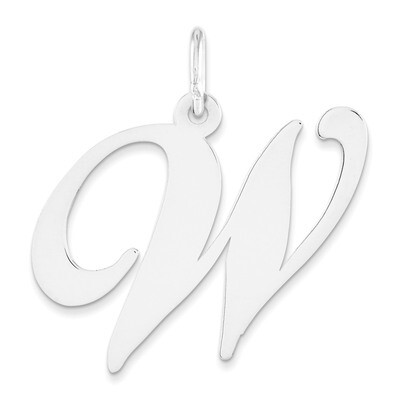 Large Fancy Script Initial W Charm 14k white Gold YC655W, MPN: YC655W, 191101634796