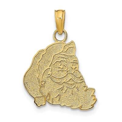 Flat Santa Face Charm 14k Gold Textured K9749, MPN: K9749,