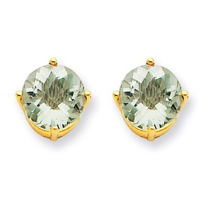 7mm Round Green Quartz Earrings 14k Gold XE74AG, MPN: XE74AG, 883957098029