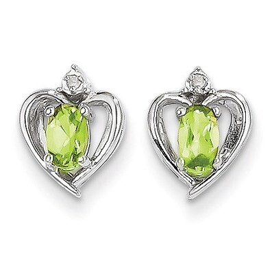 Peridot Diamond Earring 14k White Gold Genuine XBS466, MPN: XBS466, 883957374741