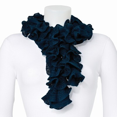 Dark Blue Knitted Frill Fashion Scarf GM8365, MPN: GM8365, 191101416774
