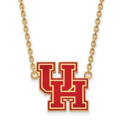 University of Houston Large Enamel Pendant with Chain Necklace Gold-plated Silver GP019UHO-18, MPN:…