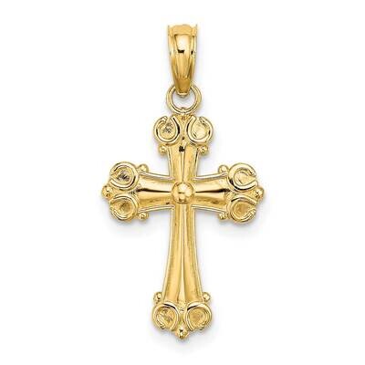 Cross with Scroll Tips Button Center Charm 14k Gold K8416, MPN: K8416, 637218134892