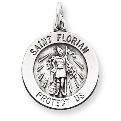 Saint Florian Medal Antiqued Sterling Silver QC5721, MPN: QC5721, 191101183843