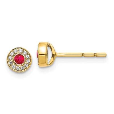 Ruby Post Earrings 14k Gold Diamond EM5586-RU-007-YA, MPN: EM5586-RU-007-YA, 191101838507