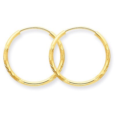 1.5mm Satin Diamond-cut Endless Hoop Earrings 14k Gold XY1172, MPN: XY1172, 883957299570