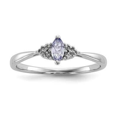 Diamond and Tanzanite Ring Sterling Silver Rhodium QR6788TZ, MPN: QR6788TZ, 883957044774