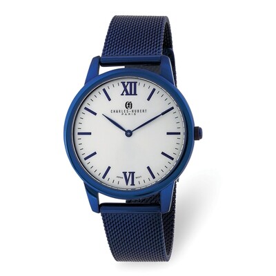Charles Hubert Mens Blue IP-plated Stainless Off-White Dial Mesh Watch  XWA6080, MPN: XWA6080, 8488…