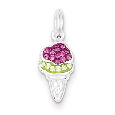 Pink and Green Stellux Crystal Ice Cream Sterling Silver QC6038, MPN: QC6038, 883957914206
