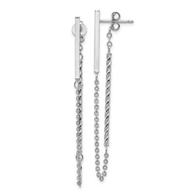Twisted Stick with Chain Post Earrings 14k White Gold Polished TH988, MPN: TH988, 191101983146